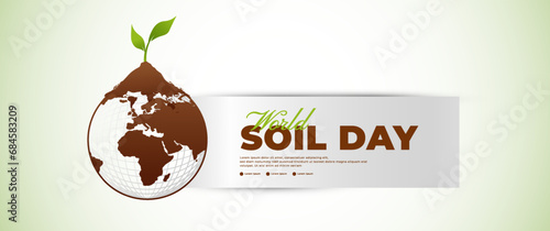 World soil day banner design with brown soil elements and green plants