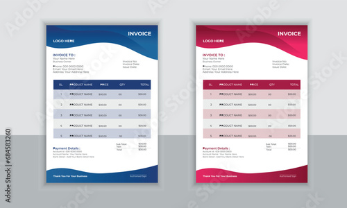 Premium Modern professional corporate invoice design in abstract style