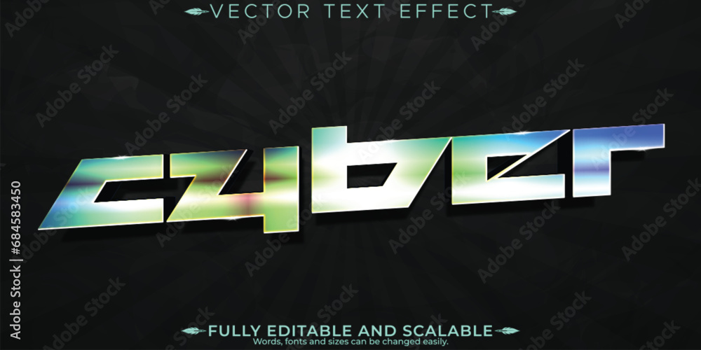 Obraz premium Cyber text effect, editable future and neon text style