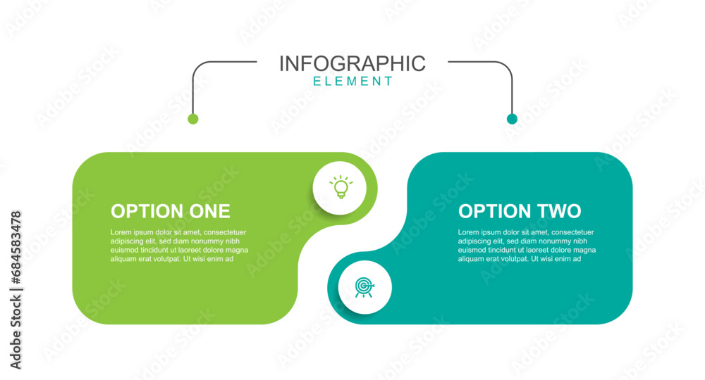 2 step infographic template vector element  - obrazy, fototapety, plakaty 