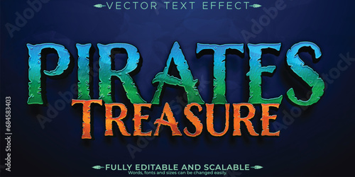 Pirates text effect, editable ship and treasure customizable font style
