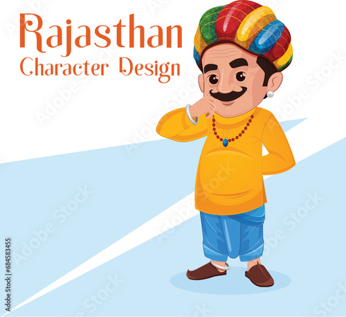 Vector cartoon illustration of Rajasthani man Character design