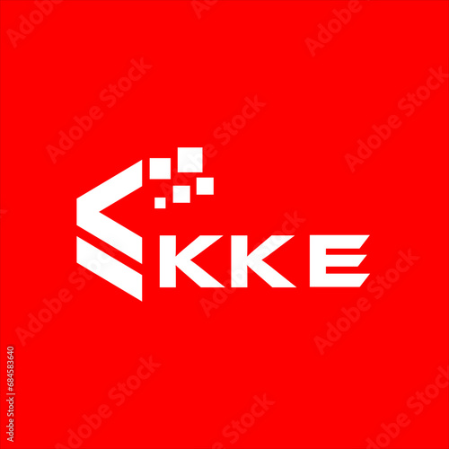 KKE letter technology logo design on red background. KKE creative initials letter IT logo concept. KKE setting shape design
 photo