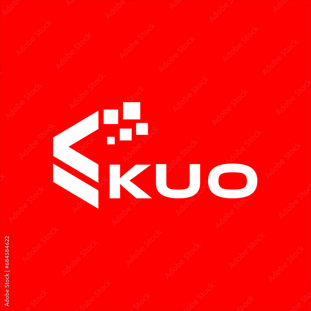 Fototapeta premium KUO letter technology logo design on red background. KUO creative initials letter IT logo concept. KUO setting shape design 