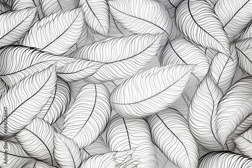 Leaf line art pattern background. generative ai. Leaf line art pattern background. generative ai.