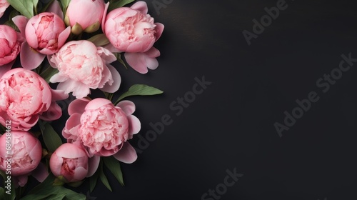 Fototapeta Naklejka Na Ścianę i Meble -  Beautiful bouquet of pink peonies on a dark background