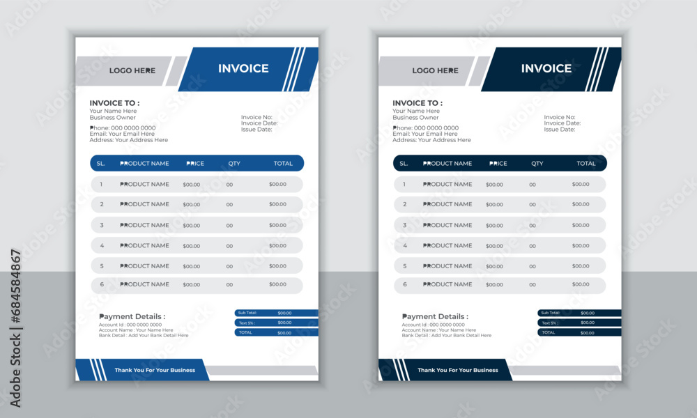 Professional and modern invoice template