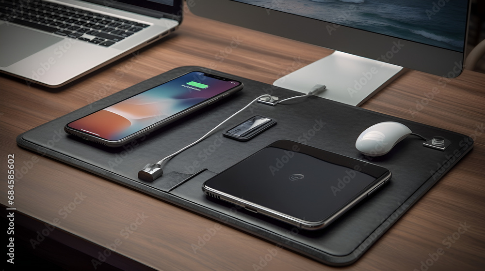 Cell Phone and Mouse Resting on a Pad Cell Phone and Mouse Resting on a Pad