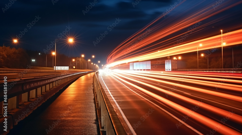 Trucks on highway street in night time