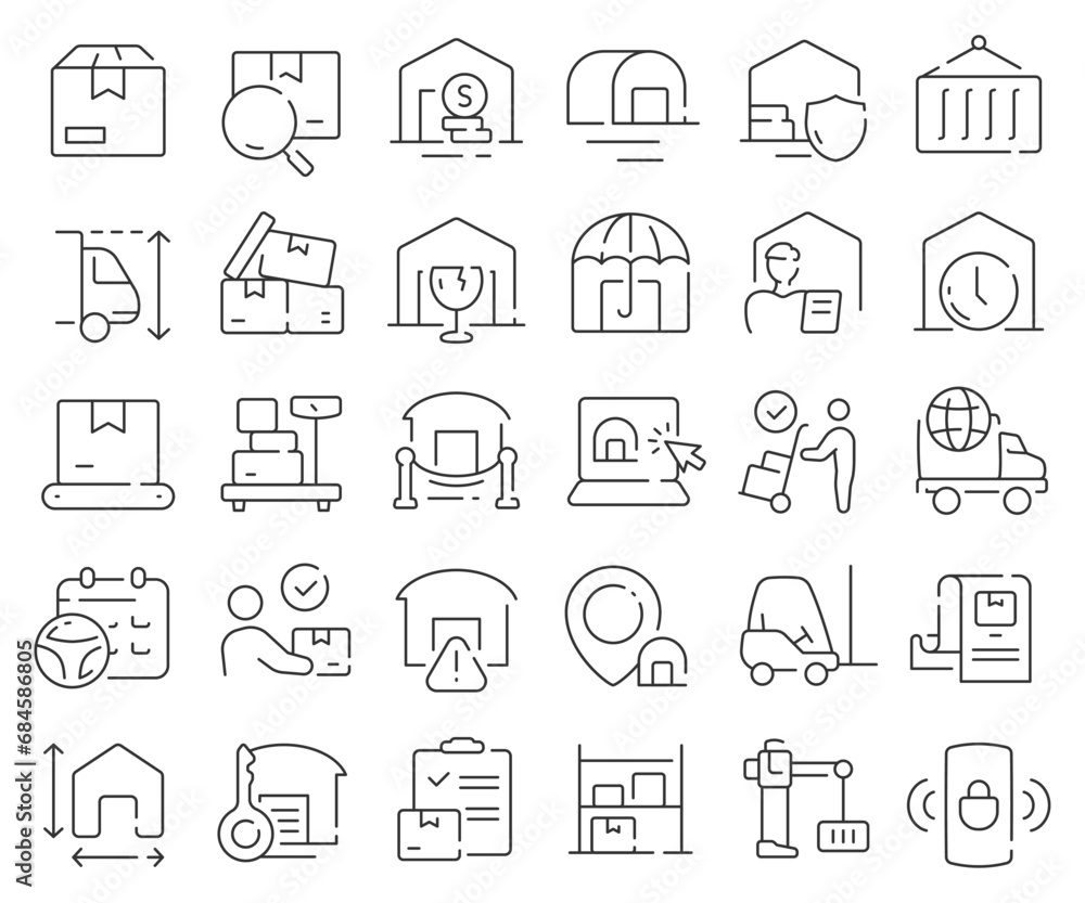 Storage line icons collection. Thin outline icons pack. Vector illustration eps10 Storage line icons collection. Thin outline icons pack. Vector illustration eps10