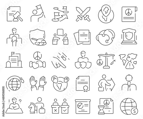 Diplomacy line icons collection. Thin outline icons pack. Vector illustration eps10
