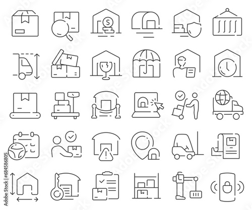 Storage line icons collection. Thin outline icons pack. Vector illustration eps10