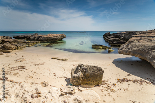 A small sandy beach in Calamoni bay, Favignana island IT photo