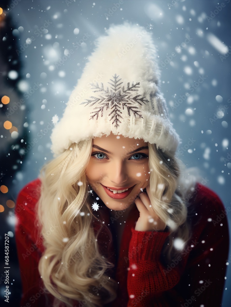 Beautiful girl. Blonde model at a background of snow Beautiful girl. Blonde model at a background of snow