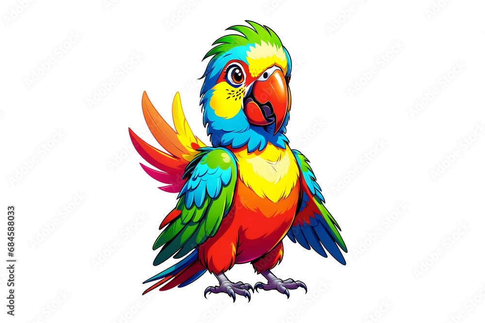 Obraz premium A Cartoonish Parrot in a Playful Pose (JPG 300Dpi 10800x7200)