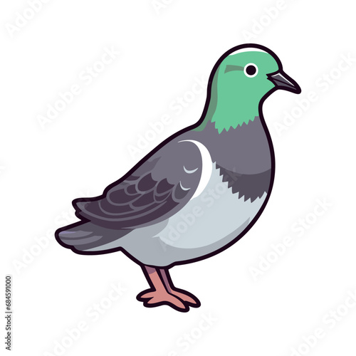 vector funny cartoon pigeon illustration. Geometric flat style. Pigeons sticker. Pigeons collection. cartoon bird character © Bodega