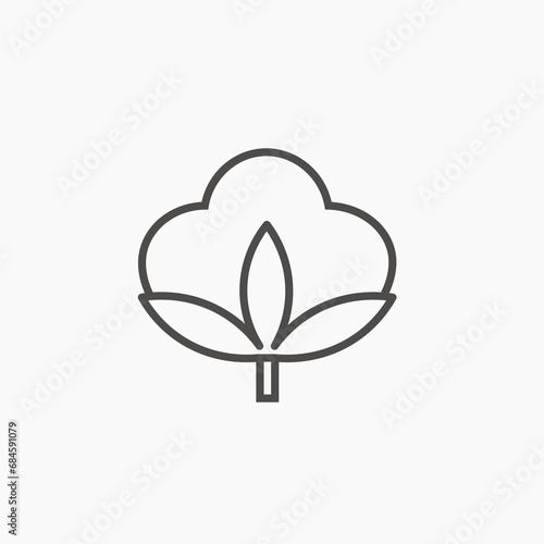 Cotton icon vector. fabric, flower, plant, fiber symbol sign 