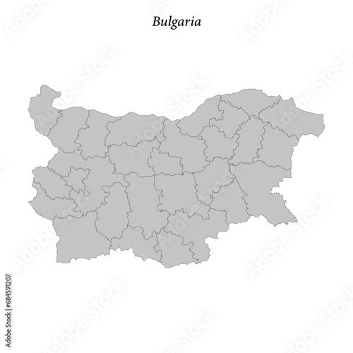 Simple flat Map of Bulgaria with borders