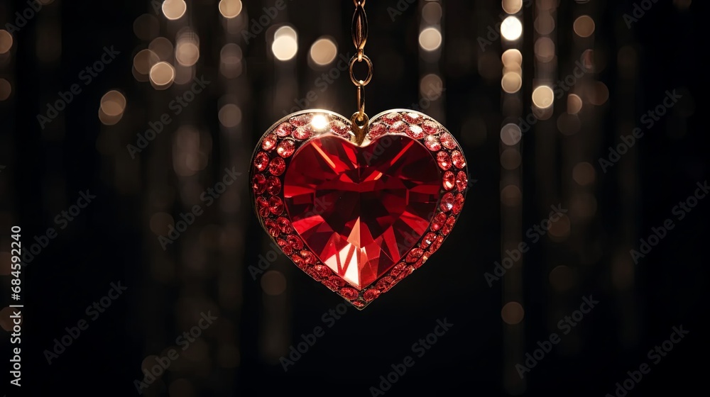Glittering Heart Pendant in Red