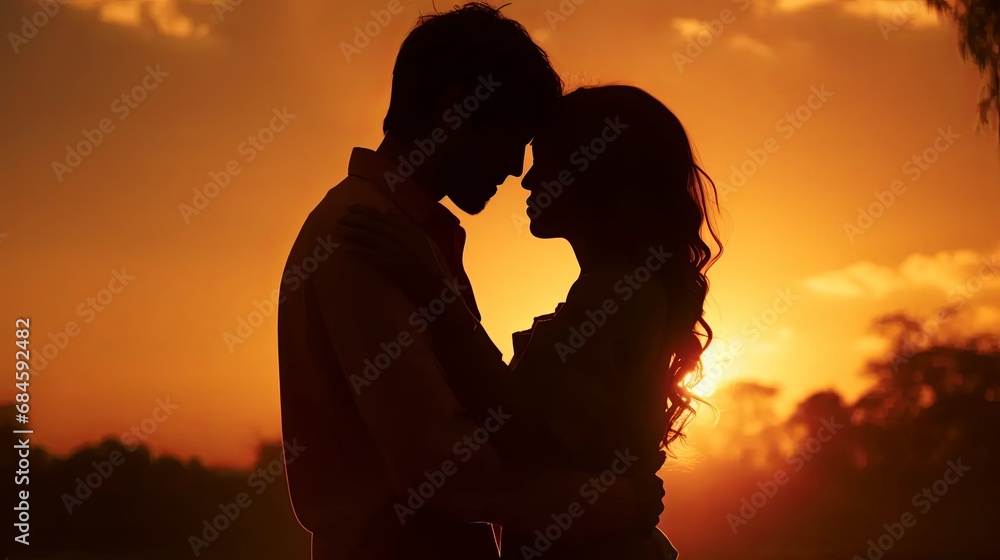 Sunset Hug: Romantic Silhouette