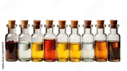 Set of Essential Oils Isolated on Transparent or White Background, PNG