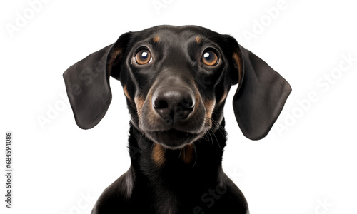 Cute dachshund dog on transparent background. Brown dachshund young dog is posing. Cute dog headshot on transparent, png