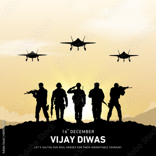 Creative Vector illustration of Vijay Diwas (VICTORY DAY)banner, 16 december 1971.