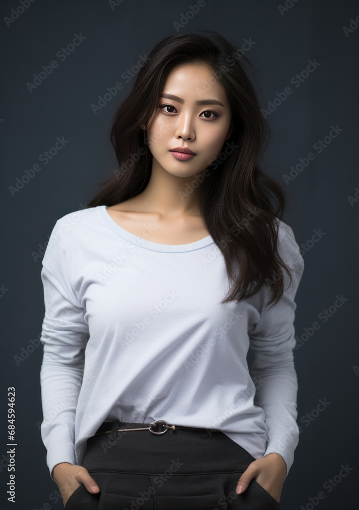 Obraz premium Beautiful Woman Model Asian in causal look on clear Background
