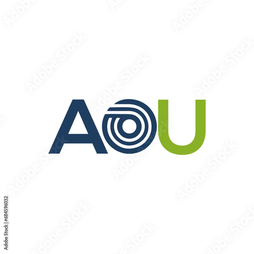 AOU letter logo design on white background. AOU creative initials letter logo concept. AOU letter design.
 photo