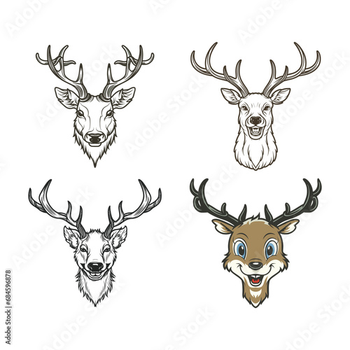 happy deer head set illustration