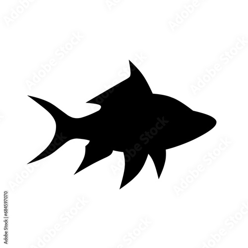 Fish silhouette icon vector. Tropical fish silhouette can be used as icon, symbol or sign. Freshwater fish icon for design related to animal, wildlife or underwater