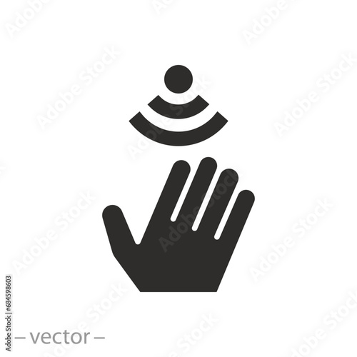 touch movement signal icon, sensor with hand, flat symbol - vector illustration