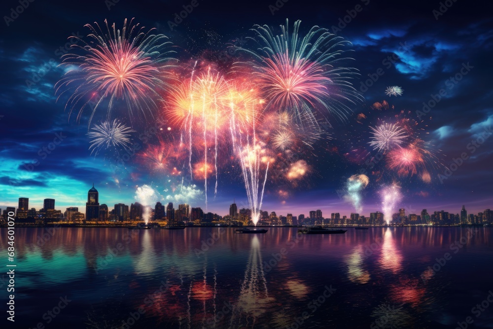 Fireworks in Panoramic View
