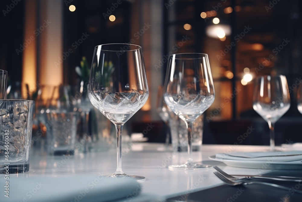 Glasses are on the table in the restaurant Glasses are on the table in the restaurant