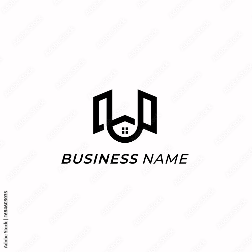Fototapeta premium design logo creative letter U and roof building