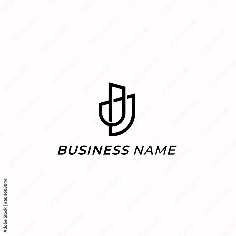 design logo line creative apartment and letter U design logo line creative apartment and letter U