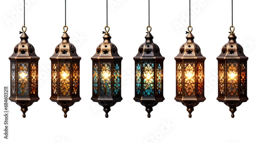 Decorative Lanterns Isolated on Transparent or White Background, PNG photo