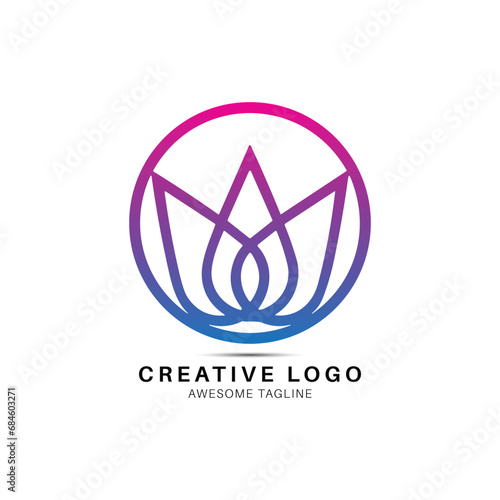 Waterlily round shape logo design icon