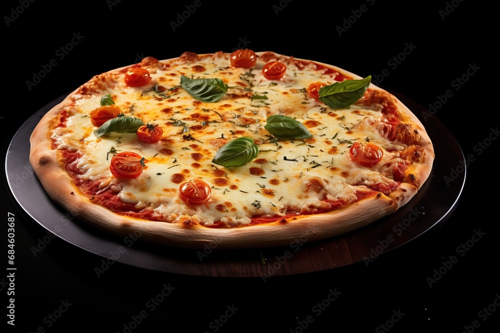 Pizza margarita on black background. Napoleon Italian Pizza