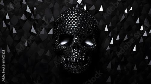 luxury black shiny diamond sparkling skull photo
