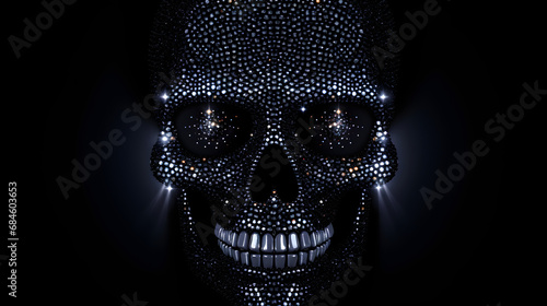 luxury black shiny diamond sparkling skull