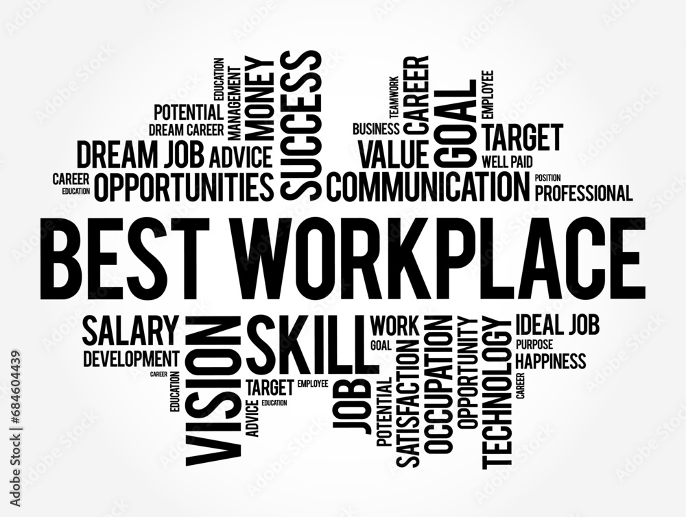 Fototapeta premium Best Workplace text word cloud, concept background