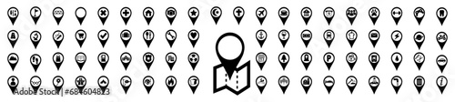 location pin map sign, location mark icon pack, 50 set photo