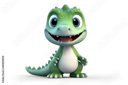 Cute Little Dinosaur 3D illustration white background