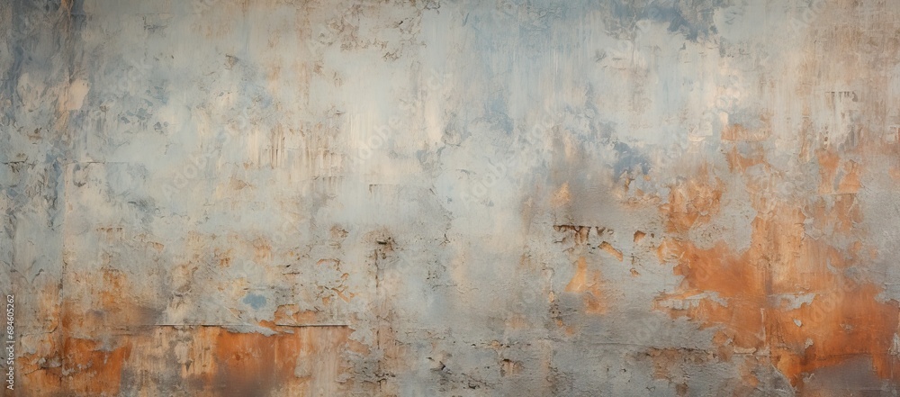 A Weathered Canvas: The Beauty of a Rusted Metal Wall Transformed by White and Orange Paint created images with generative ai