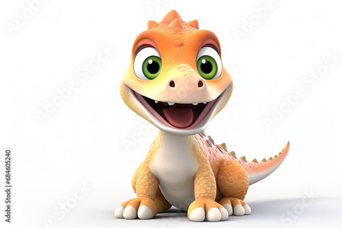 Cute Little Dinosaur 3D illustration white background