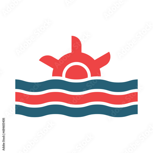 Tidal Power Glyph Two Color Icon Design