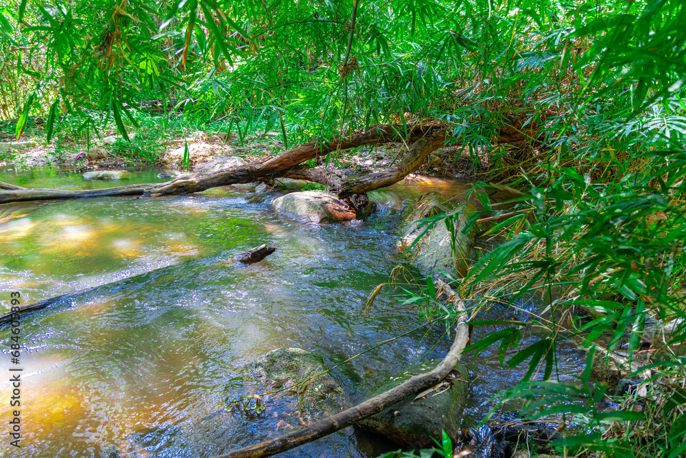 beautiful cascading waterfall over rocks long exposure in Chiangmai Chiang mai mountains northern thailand amongst lush green tropical rainforest beautiful cascading waterfall over rocks long exposure in Chiangmai Chiang mai mountains northern thailand amongst lush green tropical rainforest