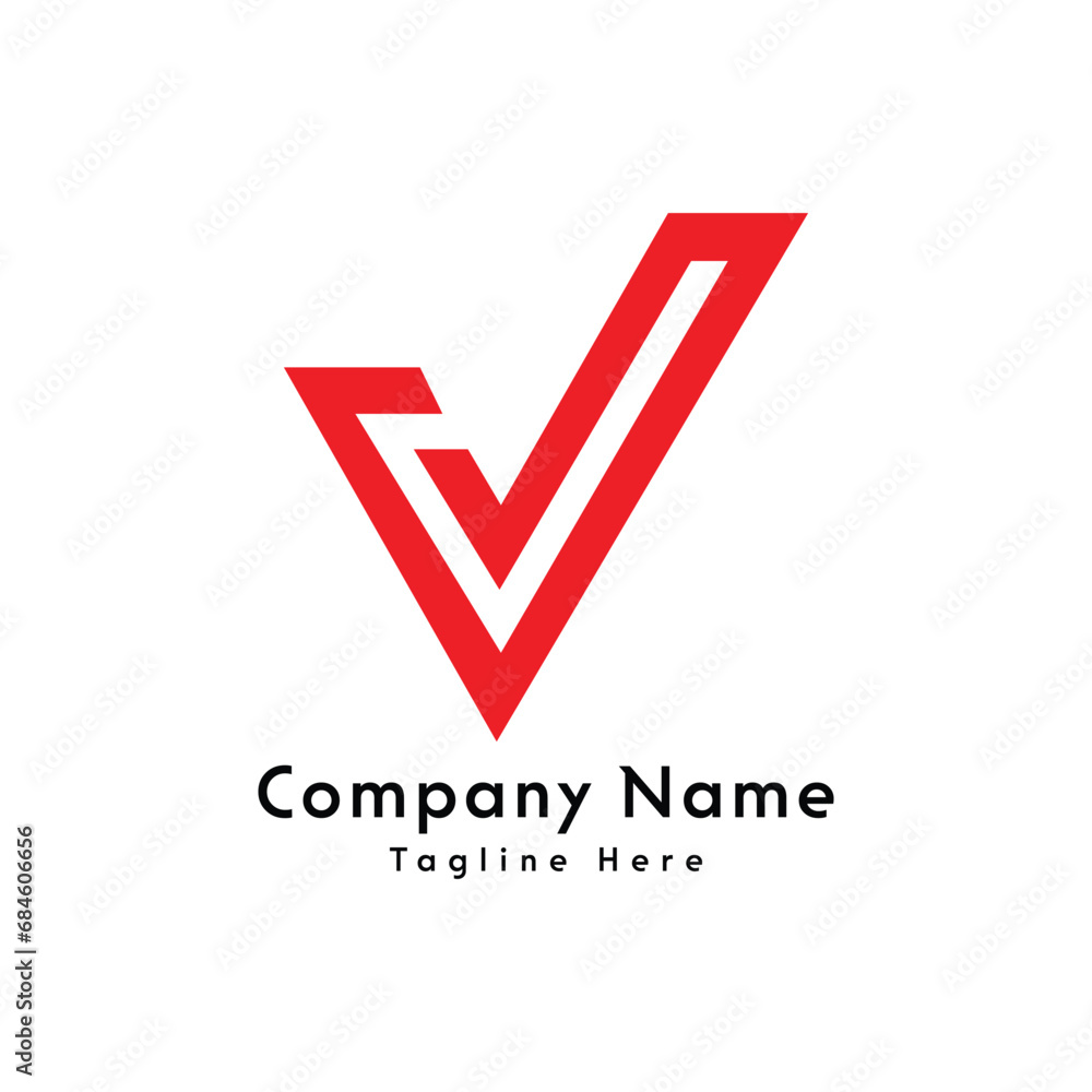 V letter check mark shape logo design icon V letter check mark shape logo design icon