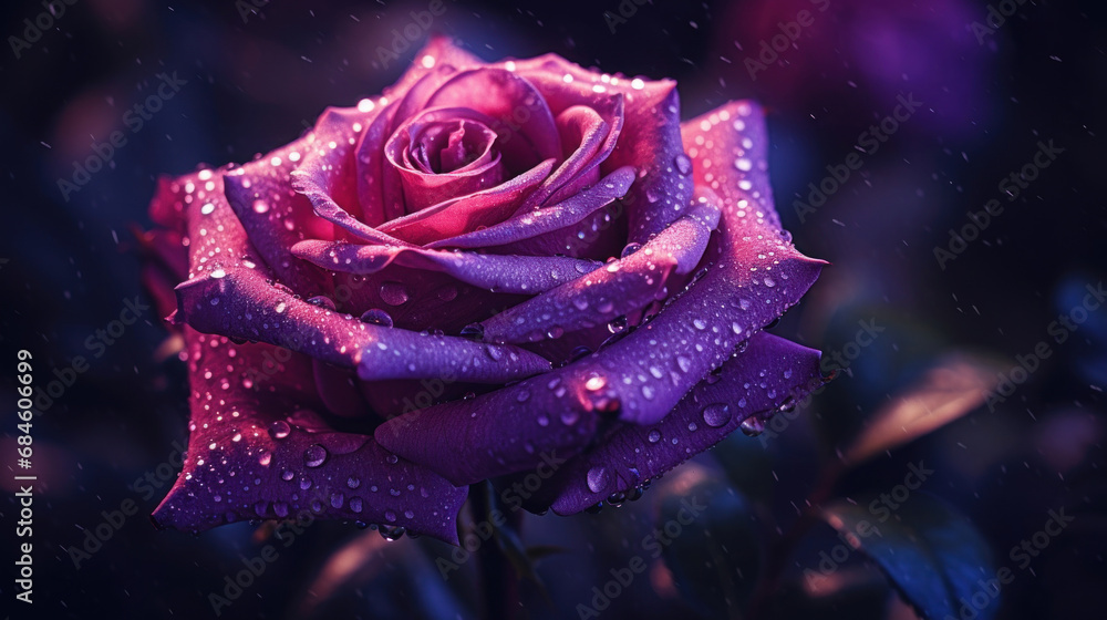 Purple rose on dark background